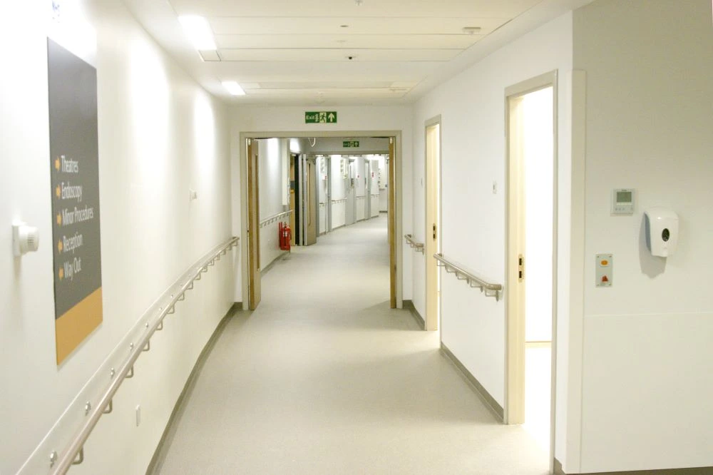 A photo of an NHS hospital corridor