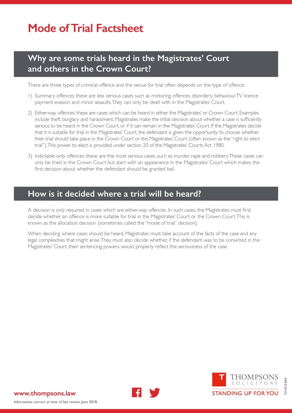 Mode of Trial factsheet
