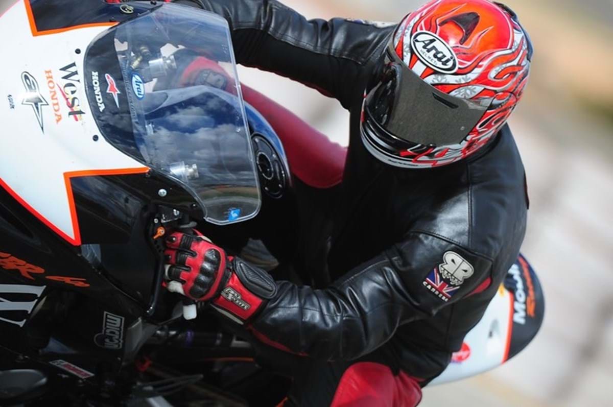 Peter Stringer on his motorcycle