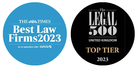 Logos showing that Thompsons Solicitors is on The Times Best Law Firms 2023 list and the UK Legal 500 list of the best solicitors in England and Wales