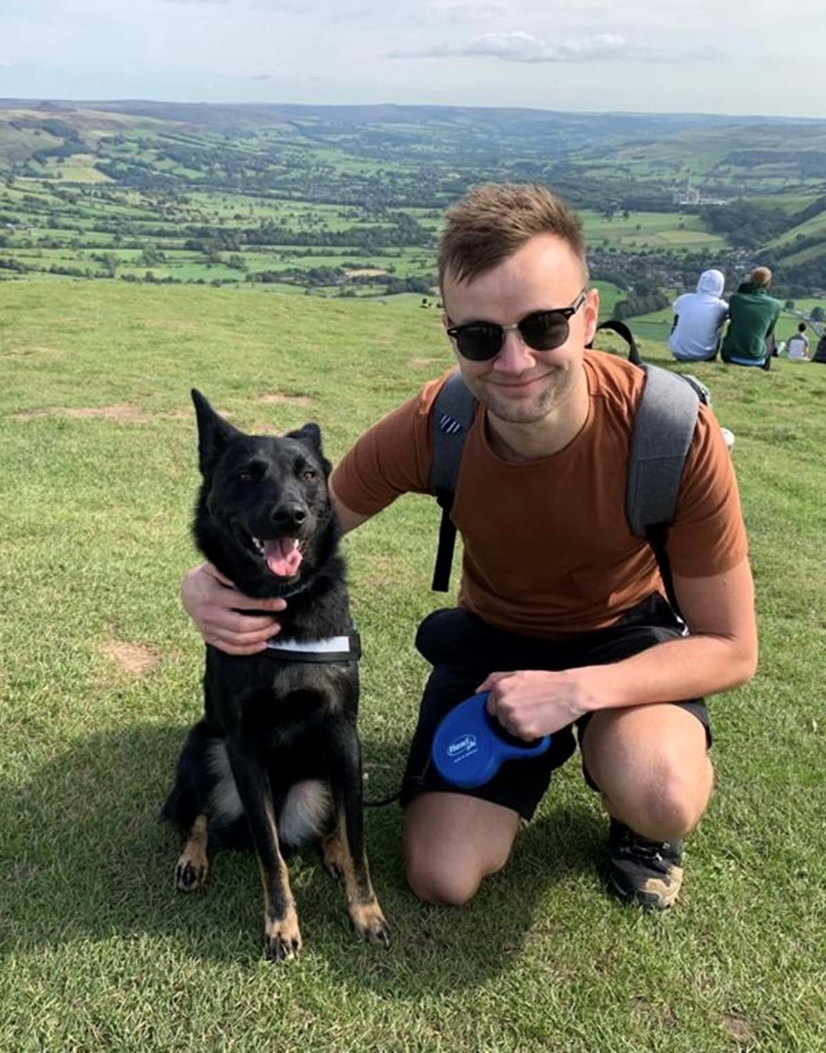 Gareth out on a walk with his dog