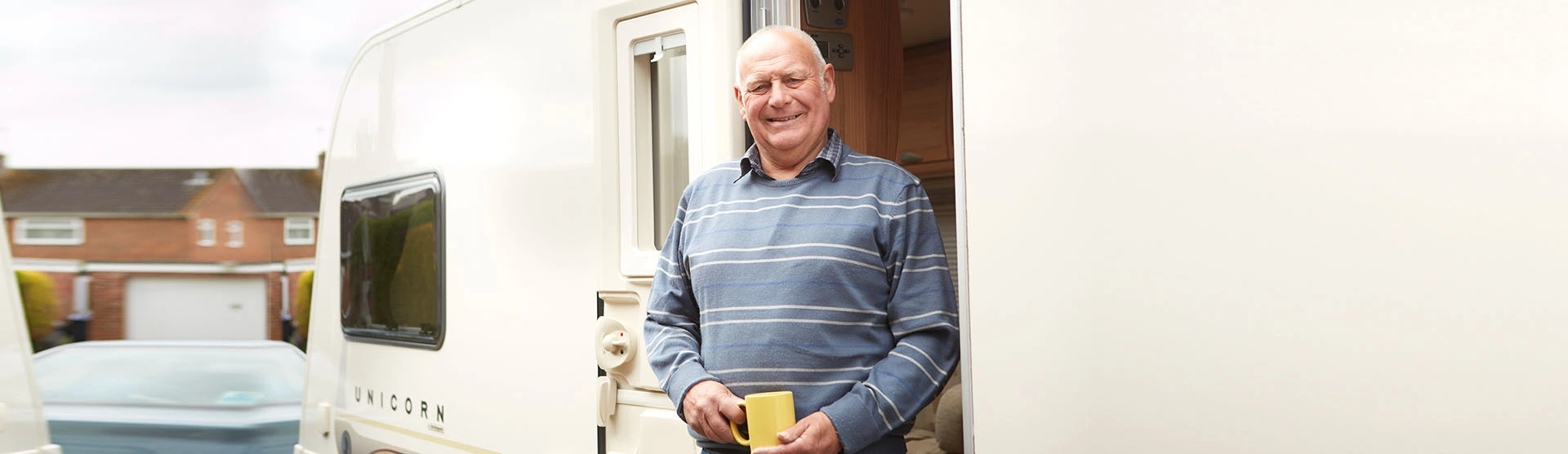 Roy, our slip trip and fall client, stood in his caravan. 