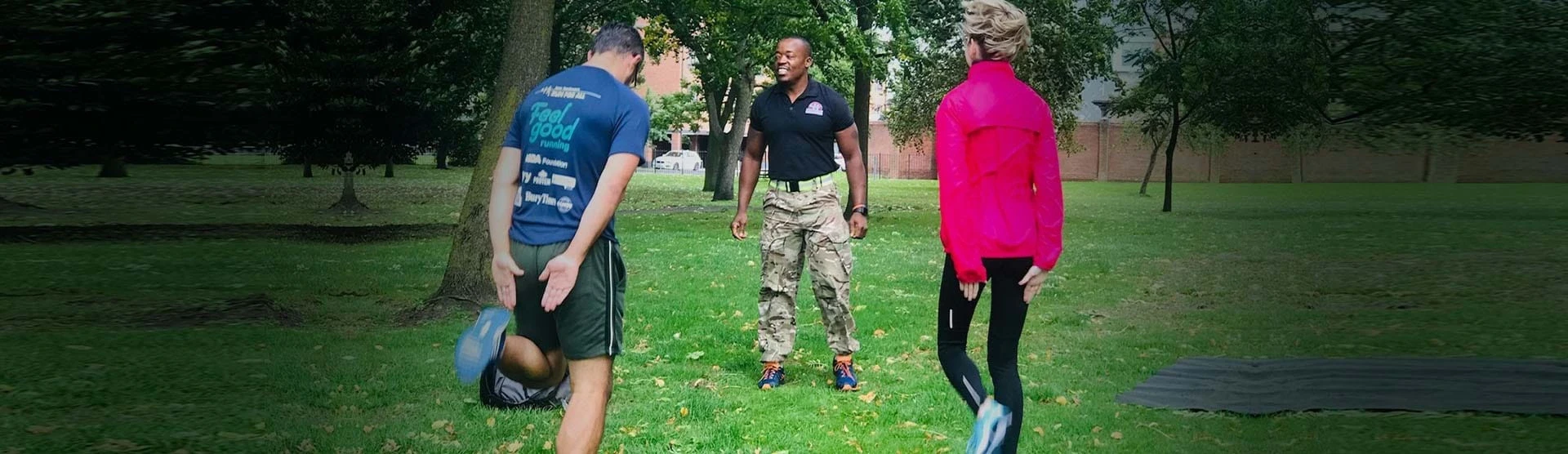 Patrick, our cold injuries client, training in the park.