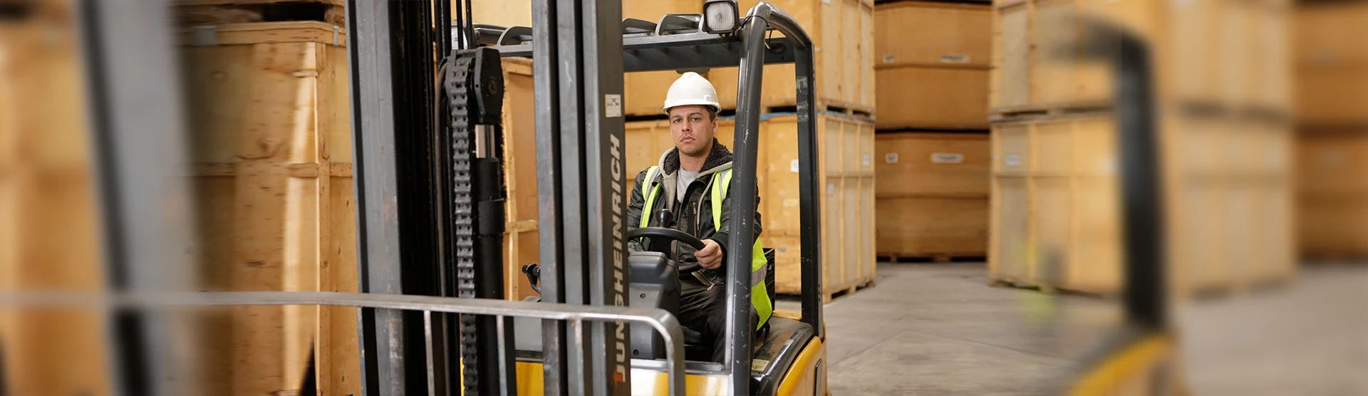 Man in forklift, representing our forklift accident claims.